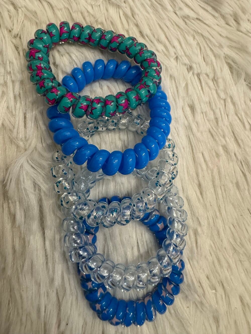 Set of 5 Blue hair coil spiral ties